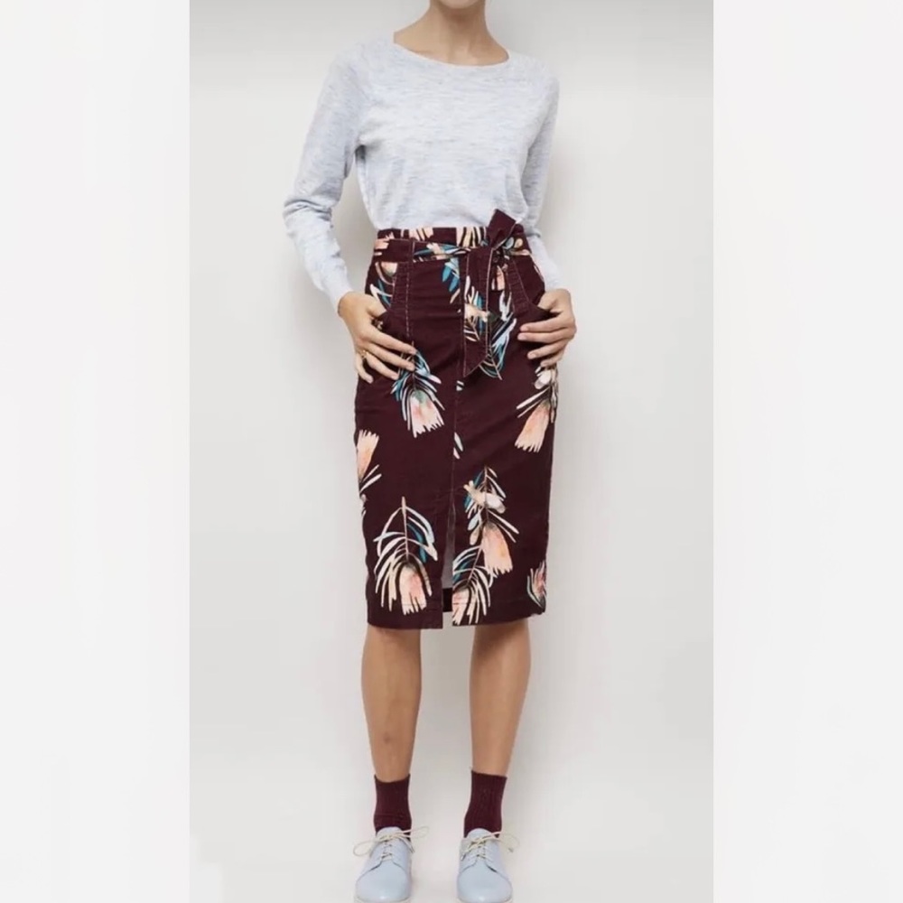 Gorman X Dana Kinter Sugarbush Floral Bird Pencil Skirt Size 14